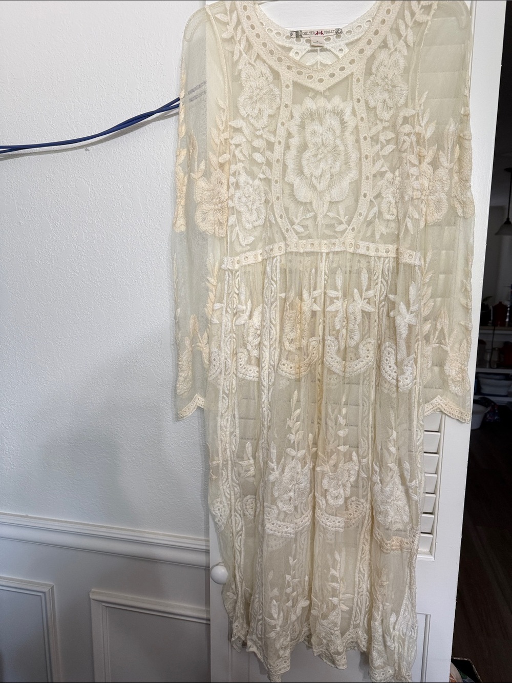 Chelsea & Violet Ivory Floral Lace Maxi Dress